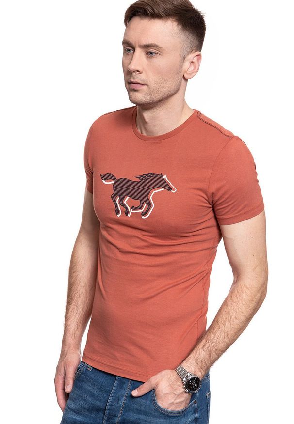Mustang - T-SHIRT MĘSKI MUSTANG Aaron C Print 1009522 7103. Wzór: nadruk