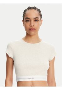 Calvin Klein Underwear T-Shirt LV00QS7349 Beżowy Slim Fit. Kolor: beżowy. Materiał: bawełna