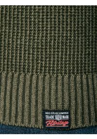 Big-Star - Sweter męski z kapturem khaki Carlson 303. Okazja: na co dzień, na spacer. Typ kołnierza: kaptur. Kolor: zielony. Materiał: bawełna, jeans, materiał, dzianina. Wzór: aplikacja, ze splotem. Styl: vintage, casual #6