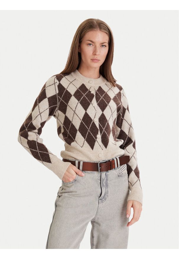 Vero Moda Kardigan Halo 10342792 Brązowy Regular Fit. Kolor: brązowy. Materiał: syntetyk