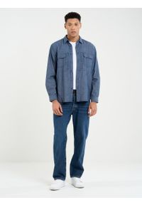 Big-Star - Koszula męska bawełniana imitująca jeans granatowa Redgerson 402. Kolor: niebieski. Materiał: jeans, bawełna. Wzór: melanż. Styl: elegancki