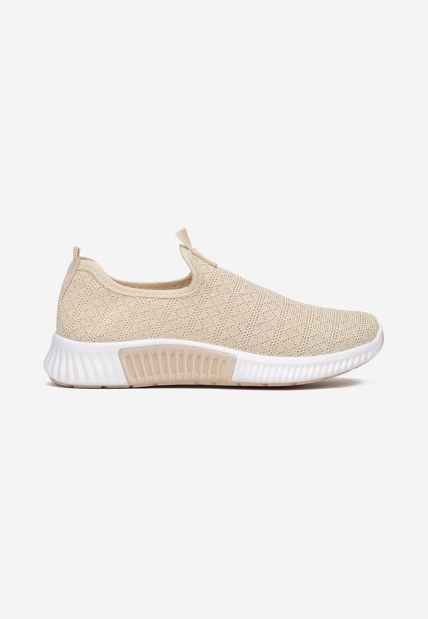 Born2be - Beżowe Buty Sportowe Jynynore. Wysokość cholewki: przed kostkę. Nosek buta: okrągły. Kolor: beżowy. Materiał: materiał. Szerokość cholewki: normalna