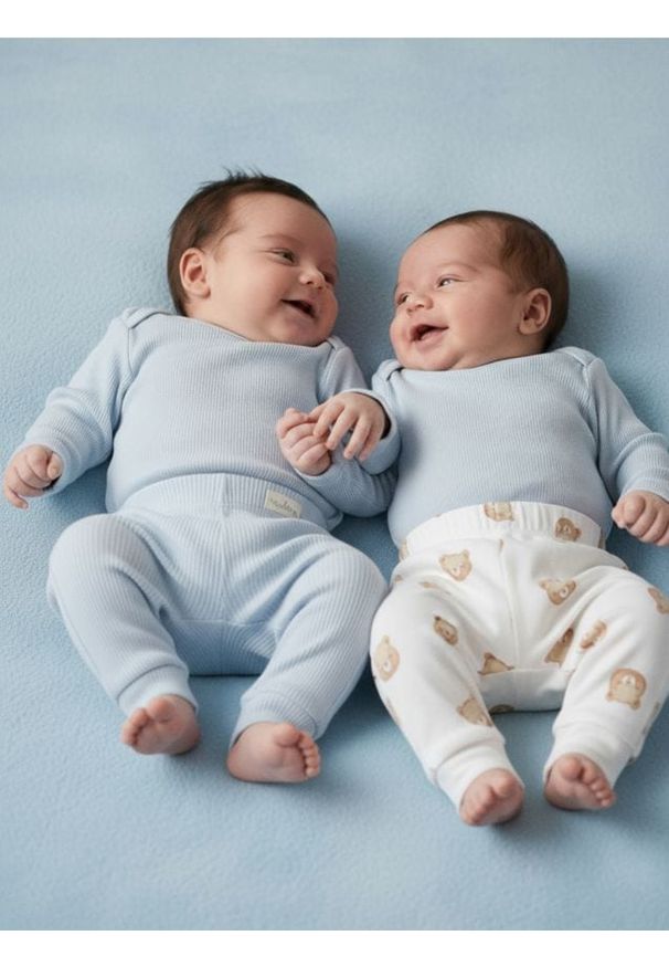 Sinsay - Bawełniane legginsy 2 pack - błękitny. Kolor: niebieski. Materiał: bawełna