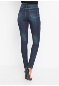 Dżinsy SKINNY z aplikacją bonprix ciemny denim. Kolor: czarny. Wzór: aplikacja. Styl: elegancki #5