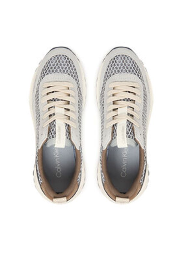 Calvin Klein Sneakersy Hike Runner Lace Up Techmix YW0YW02030 Beżowy. Kolor: beżowy. Materiał: skóra