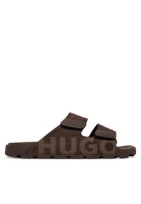 Hugo - HUGO Klapki Evander 50563303 Brązowy. Kolor: brązowy. Materiał: materiał #1