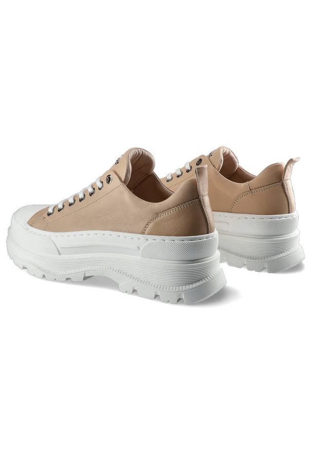 CheBello - Różowe Sneakersy Chebello Damskie Półbuty. Zapięcie: sznurówki. Kolor: różowy. Materiał: jeans, materiał, skóra. Szerokość cholewki: normalna. Sezon: lato. Obcas: na platformie. Styl: sportowy