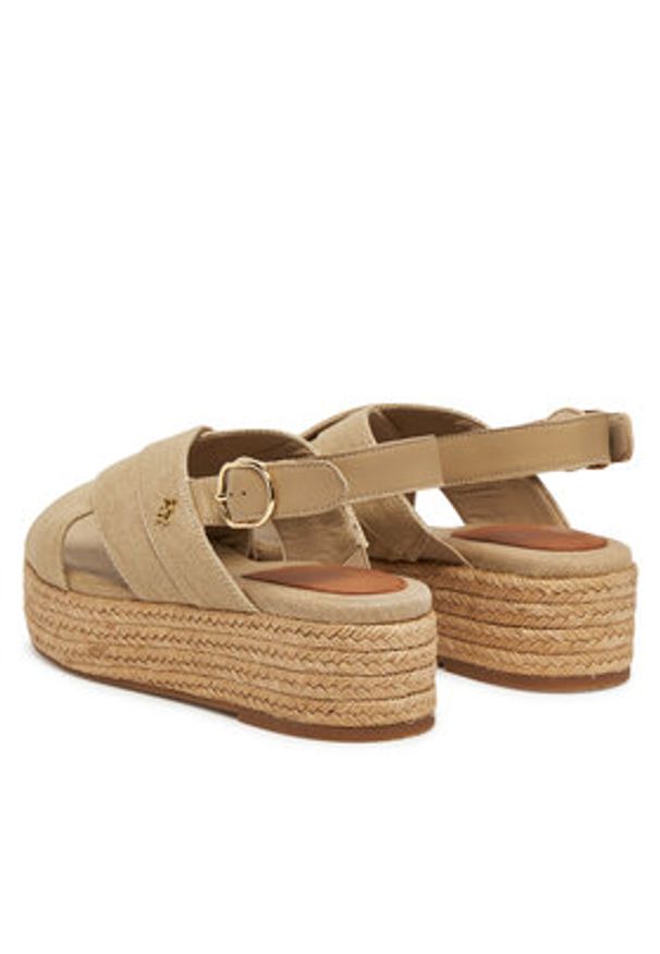 TOMMY HILFIGER - Tommy Hilfiger Espadryle Denim Espadrille Platform Sandal FW0FW08669 Beżowy. Kolor: beżowy. Materiał: materiał. Obcas: na platformie