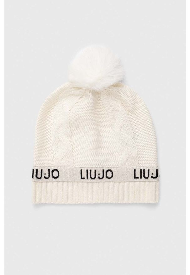 Liu Jo czapka kolor beżowy. Kolor: beżowy. Wzór: ze splotem
