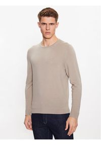 Calvin Klein Sweter K10K109474 Beżowy Regular Fit. Kolor: beżowy. Materiał: wełna #1