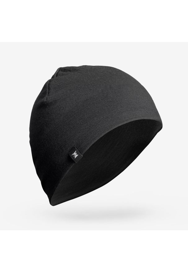 SIMOND - Czapka trekkingowa Forclaz MT500 merino. Kolor: czarny. Materiał: wełna, materiał. Styl: sportowy