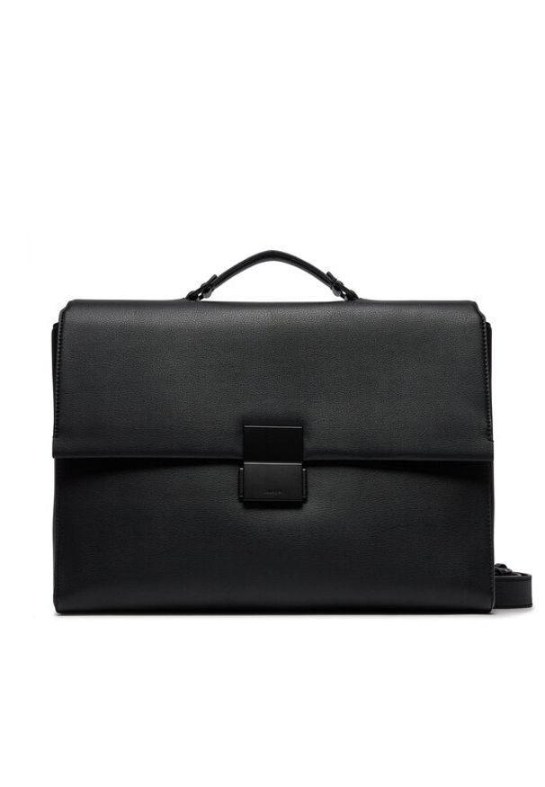 Calvin Klein Torba na laptopa Iconic Plaque Laptop Bag K50K511651 Czarny. Kolor: czarny. Materiał: skóra