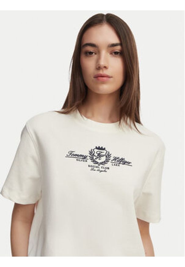 TOMMY HILFIGER - Tommy Hilfiger T-Shirt Crest WW0WW48713 Biały Relaxed Fit. Kolor: biały. Materiał: bawełna
