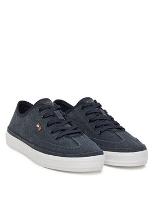 TOMMY HILFIGER - Tommy Hilfiger Sneakersy Washed Canvas Vulc Sneaker FW0FW08894 Granatowy. Kolor: niebieski. Materiał: materiał