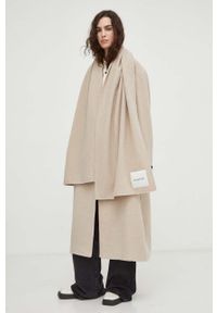 Herskind płaszcz wełniany kolor beżowy przejściowy oversize. Kolor: beżowy. Materiał: wełna. Styl: klasyczny #5