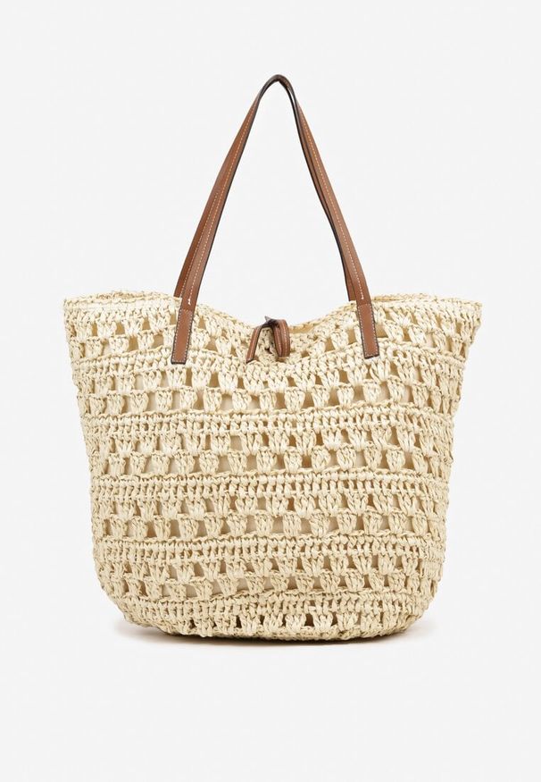 Renee - Beżowa Pleciona Torebka Shopperka w Stylu Plażowym Sepilova. Kolor: beżowy. Sezon: lato. Styl: klasyczny, elegancki, casual