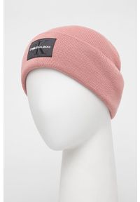 Calvin Klein Jeans czapka z domieszką wełny kolor różowy z domieszką wełny. Kolor: różowy. Materiał: wełna