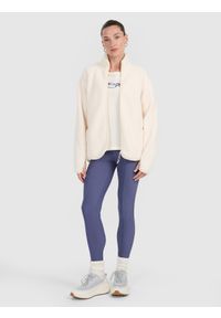 4f - 4F Legginsy z prążkowanej dzianiny damskie - granatowe XS. Okazja: na spacer, na co dzień. Stan: podwyższony. Kolor: niebieski. Materiał: prążkowany, dzianina. Długość: długie. Wzór: prążki. Styl: casual. Sport: fitness, turystyka piesza #1