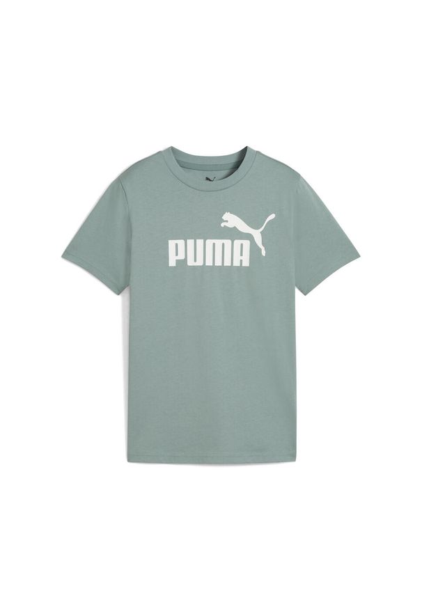 Puma - Młodzieżowa koszulka ESS z logo No. 1 PUMA Spring Fern Green. Kolor: zielony. Materiał: guma. Wzór: nadruk