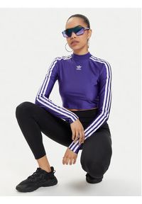 Adidas - adidas Bluzka 3-Stripes IR8133 Fioletowy Slim Fit. Kolor: fioletowy. Materiał: syntetyk
