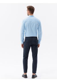 Ombre Clothing - Koszula męska z długim rękawem w drobny wzór REGULAR FIT - błękitna V4 K629 - XL. Kolor: niebieski. Materiał: bawełna, poliester, elastan. Długość rękawa: długi rękaw. Długość: długie. Wzór: nadruk #5