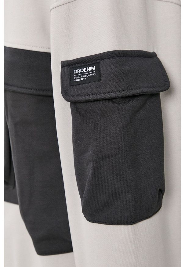 Dr. Denim Bluza bawełniana męska kolor szary gładka. Kolor: szary. Materiał: denim, bawełna. Wzór: gładki