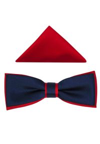 Modini - Granatowo-Czerwona Mucha Męska SLIM B46. Kolor: wielokolorowy, czerwony, niebieski. Materiał: poliester, tkanina. Styl: elegancki #1