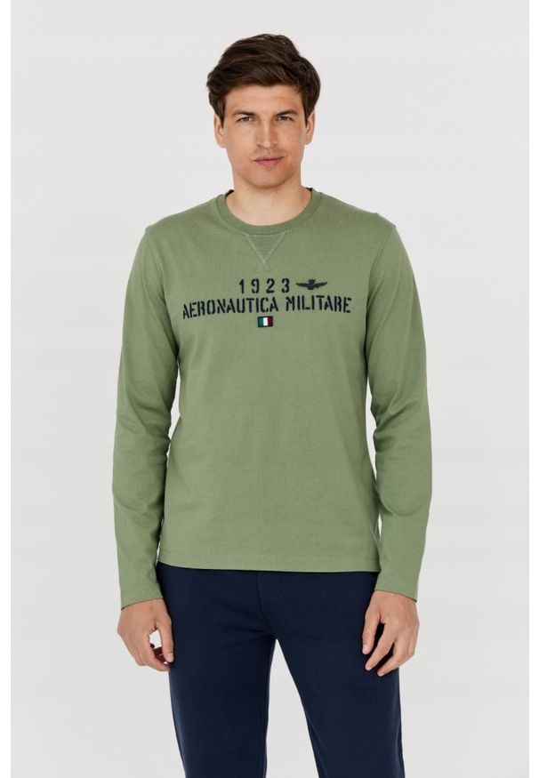 Aeronautica Militare - AERONAUTICA MILITARE Longsleeve zielony męski. Kolor: zielony. Długość rękawa: długi rękaw. Długość: długie