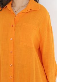 Born2be - Pomarańczowa Koszula Nysheleia. Okazja: na plażę. Kolor: pomarańczowy. Materiał: jeans, bawełna, materiał. Długość: długie. Sezon: lato #3