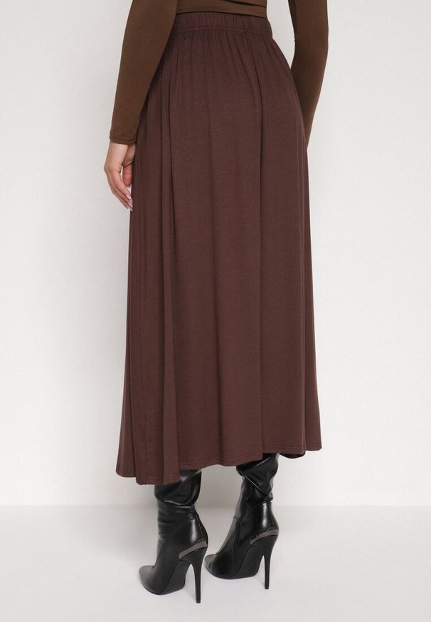 Born2be - Brązowa Bawełniana Spódnica o Rozkloszowanym Kroju Tusnara. Kolor: brązowy. Materiał: bawełna