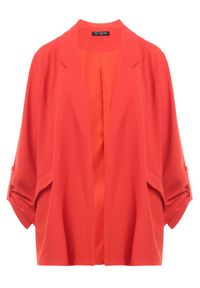 Born2be - Czerwona Marynarka Oreithousa. Okazja: na imprezę, do pracy. Kolekcja: plus size. Kolor: czerwony. Materiał: tkanina. Długość rękawa: długi rękaw. Długość: długie. Styl: klasyczny, elegancki #4