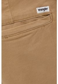 Wrangler spodnie męskie kolor beżowy w fasonie chinos. Kolor: beżowy. Materiał: tkanina