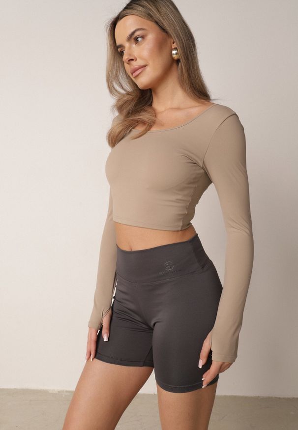 Born2be - Ciemnoszare Szorty Sportowe o Fasonie Kolarek Dill. Okazja: na co dzień. Kolor: szary. Wzór: gładki. Styl: sportowy