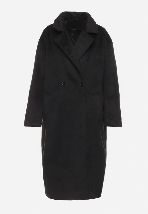 Born2be - Czarny Dwurzędowy Płaszcz o Prostym Kroju z Kieszeniami Malwivra. Okazja: na co dzień. Kolor: czarny. Długość rękawa: długi rękaw. Długość: długie. Styl: casual, elegancki, klasyczny