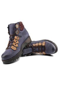 Botki damskie Pollonus, skórzane i solidnej podeszwie, granatowo-bordowe, 5-0958-005. Okazja: na co dzień. Zapięcie: sznurówki. Kolor: niebieski. Szerokość cholewki: normalna. Wzór: aplikacja. Materiał: skóra. Sezon: zima, jesień. Obcas: na obcasie. Styl: casual, elegancki, klasyczny. Wysokość obcasa: średni #5