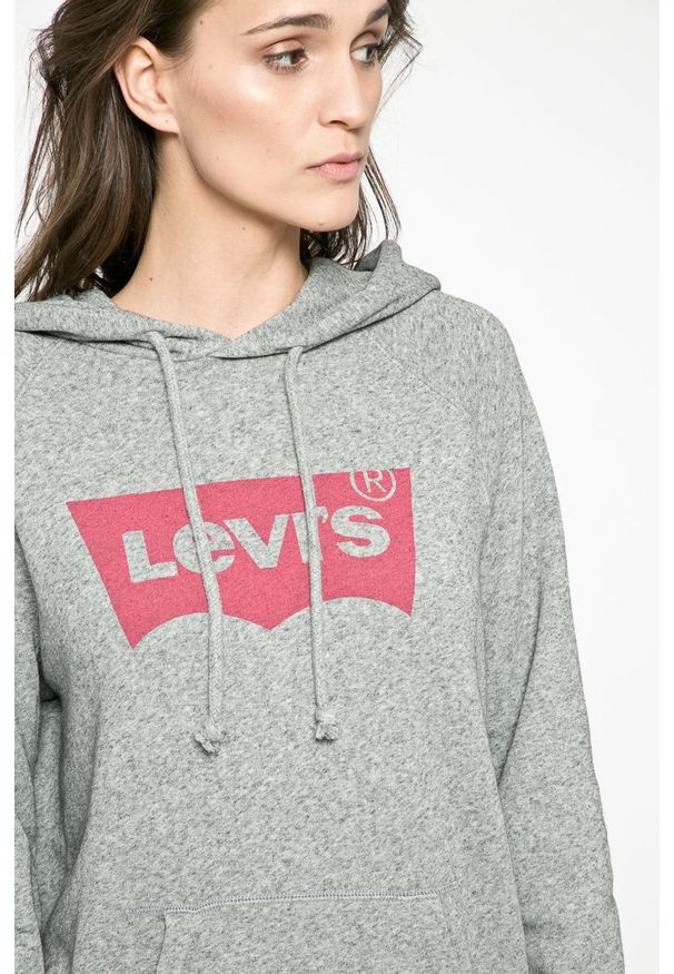 Levi's® - Levi's - Bluza. Okazja: na co dzień. Kolor: szary. Materiał: dzianina. Wzór: gładki. Styl: casual