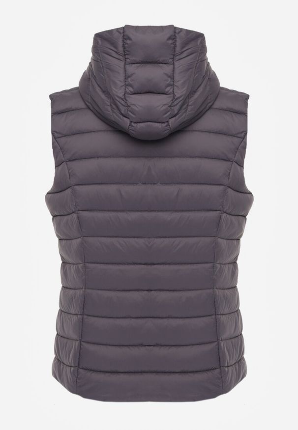 Renee - Szara Przejściowa Kamizelka z Pikowaniem i Kapturem Neatwenna. Okazja: na co dzień. Typ kołnierza: kaptur. Kolor: szary. Materiał: jeans. Styl: sportowy, casual, elegancki