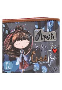 Granatowy Stylowy Portfel Damski Anekke. Kolor: niebieski. Materiał: materiał, skóra ekologiczna. Wzór: aplikacja #4