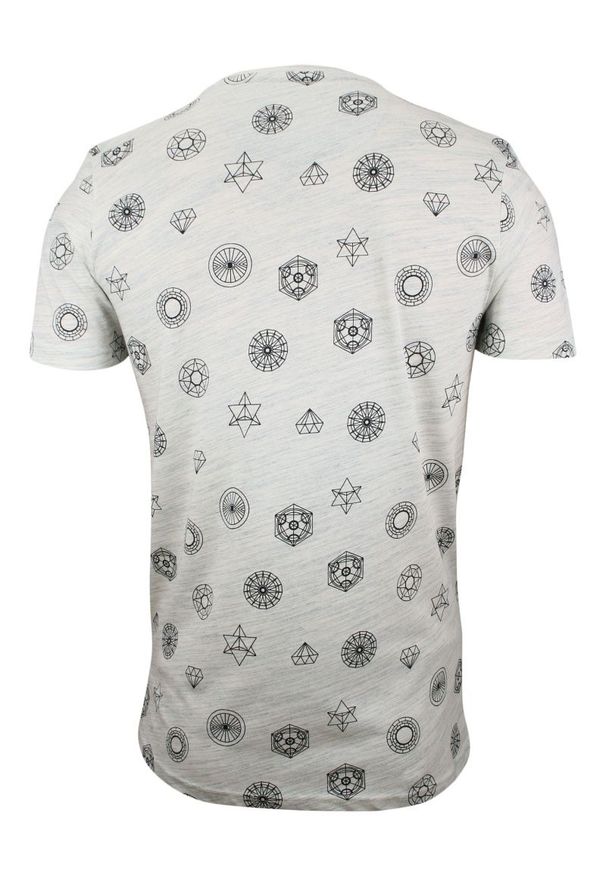 Szary T-Shirt (Koszulka) z Kieszonką -Brave Soul- Męski, Figury Geometryczne, Bryły. Okazja: na co dzień. Kolor: szary. Materiał: bawełna, poliester. Wzór: geometria. Styl: casual