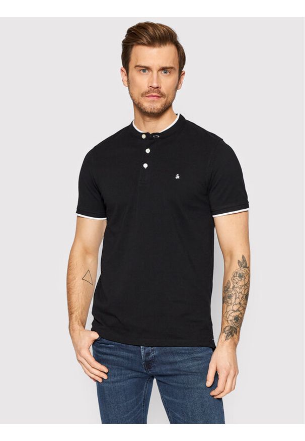 Jack & Jones - Jack&Jones Polo Paulos 12199711 Czarny Regular Fit. Typ kołnierza: polo. Kolor: czarny. Materiał: bawełna
