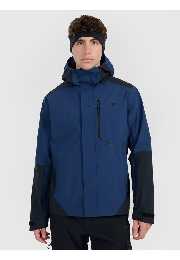 4f - 4F Kurtka trekkingowa membrana 10000 męska - granatowa 3XL. Kolor: niebieski. Materiał: poliester. Technologia: Primaloft. Sport: wspinaczka, turystyka piesza