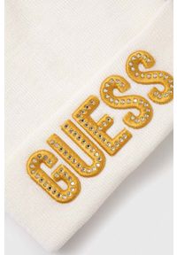 Guess czapka dziecięca kolor biały z cienkiej dzianiny. Kolor: biały. Materiał: dzianina #2