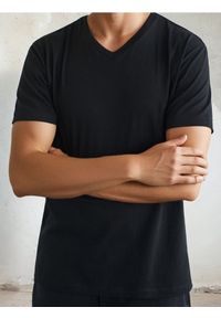 Sinsay - Koszulka basic z dekoltem w serek - czarny. Typ kołnierza: dekolt w serek. Kolor: czarny