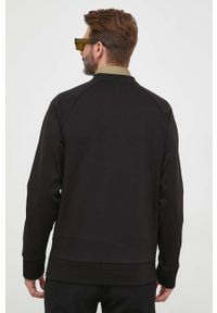 BOSS bluza męska kolor czarny gładka. Kolor: czarny. Materiał: dzianina, prążkowany. Długość rękawa: raglanowy rękaw. Wzór: gładki #4