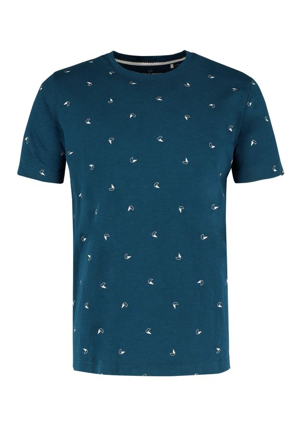 Volcano - T-shirt z nadrukiem all over T-NEPTUN. Kolor: niebieski. Materiał: materiał, bawełna, dresówka, dzianina. Długość rękawa: krótki rękaw. Długość: krótkie. Wzór: nadruk. Sezon: lato. Styl: klasyczny