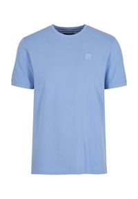 Ochnik - Błękitny T-shirt męski basic z logo. Kolor: niebieski. Materiał: bawełna. Wzór: aplikacja #2
