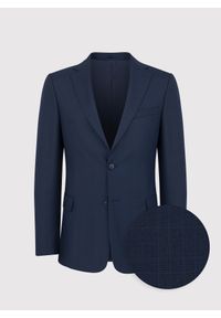 Pako Lorente - PAKO LORENTE – Granatowa marynarka garniturowa w subtelną kratę. Kolor: niebieski. Materiał: poliester, wiskoza, elastan. Wzór: kratka #9