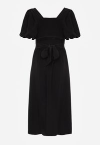 Renee - Czarna Wiskozowa Sukienka o Rozkloszowanym Kroju z Wycięciem na Plecach i Wiązaniem Dimiella. Kolor: czarny. Materiał: wiskoza. Typ sukienki: rozkloszowane #5
