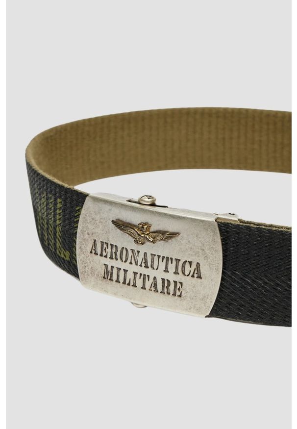 Aeronautica Militare - AERONAUTICA MILITARE Zielony męski pasek Herringbone Ribbon Bel. Kolor: zielony