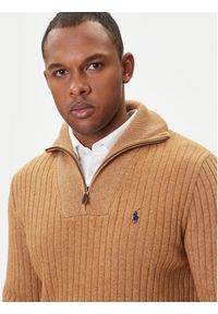Polo Ralph Lauren Sweter 710974167002 Beżowy Regular Fit. Typ kołnierza: polo. Kolor: beżowy. Materiał: bawełna